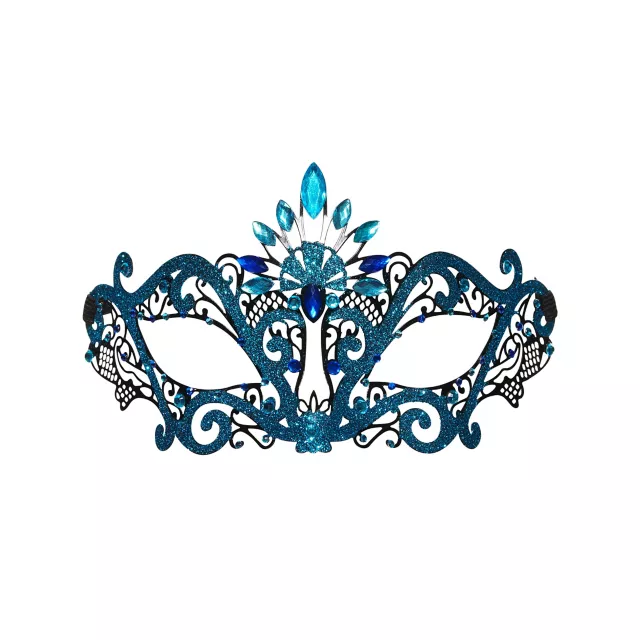 Turquoise Butterfly Crystal Eye Half Mask