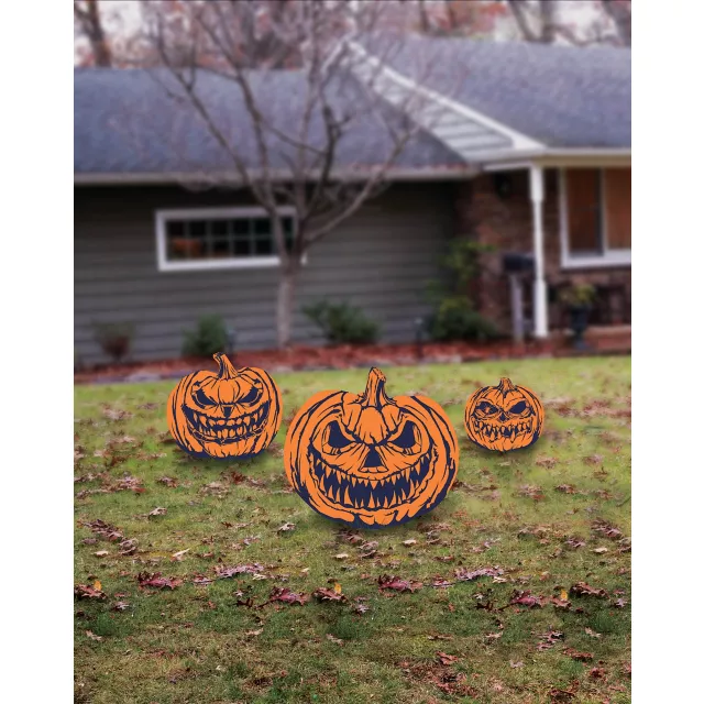 Scary Pumpkin Signs Lawn Decor Set - 3 Pack