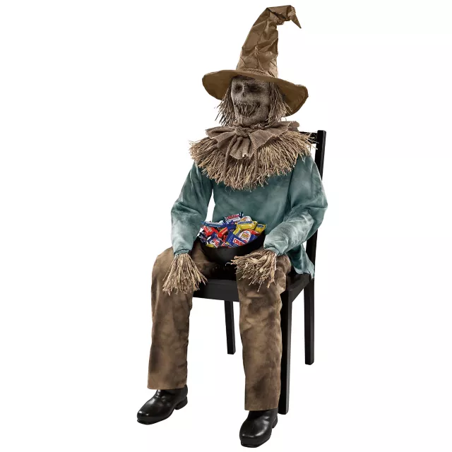 4 Ft 6 In Scary Sitting Scarecrow Animatronic