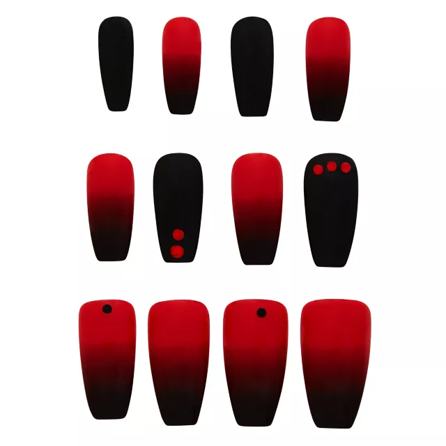 Red and Black Press On Nails