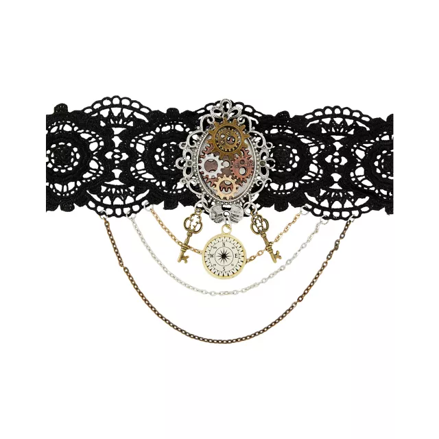 Steampunk Heart Charm Choker Necklace