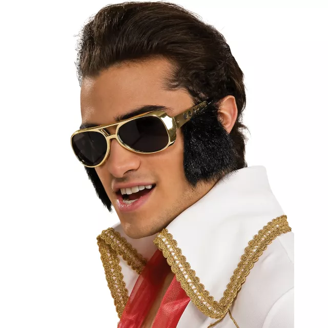 Gold Elvis Sunglasses with Sideburns- Elvis Presley