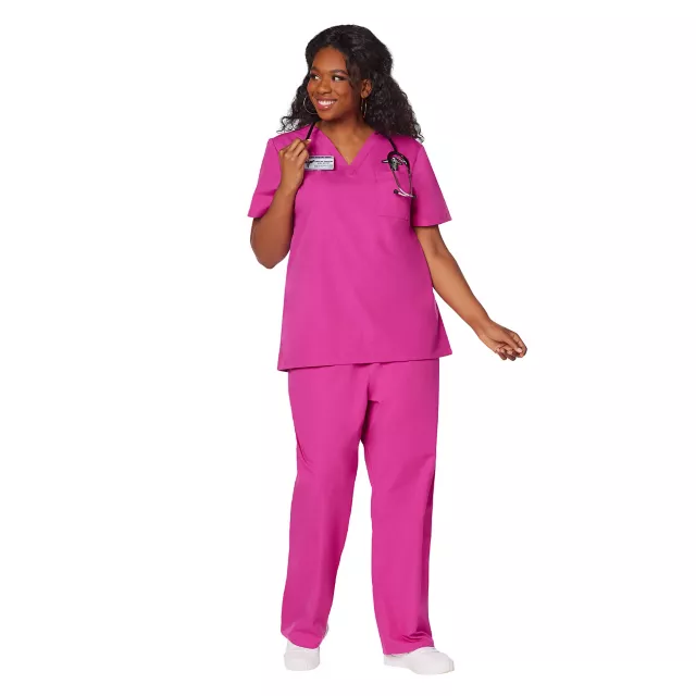 Adult Magenta Medical Scrubs Costume