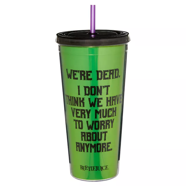 We're Dead Beetlejuice Cup with Straw