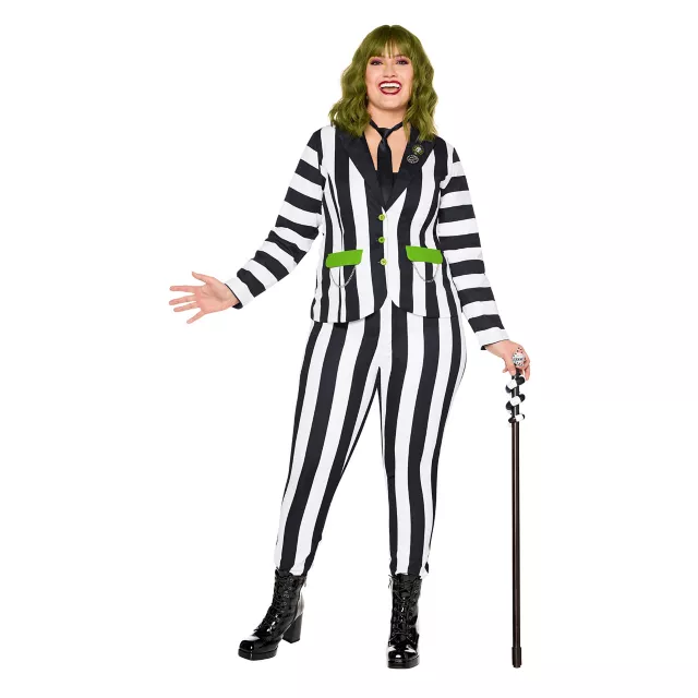 Adult Pinstripe Beetlejuice Plus Size Suit Costume