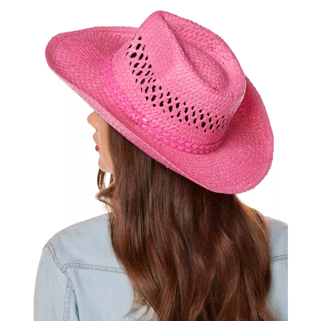 Pink Straw Cowboy Hat