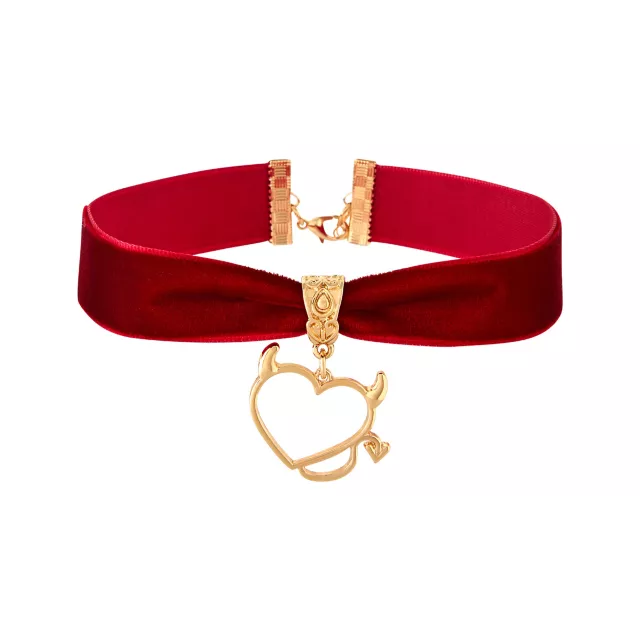 Kids Red Devil Heart Choker Necklace