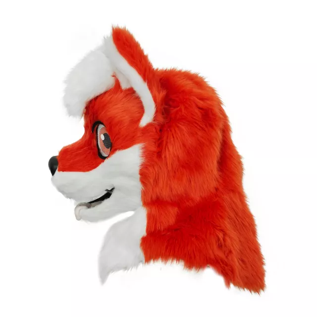 Orange Fox Furry Head Full Mask