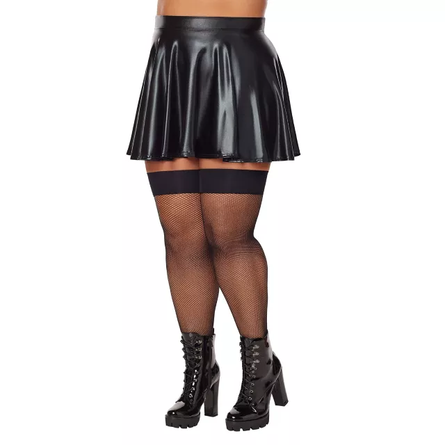 Plus Size Black Fishnet Thigh High Stockings