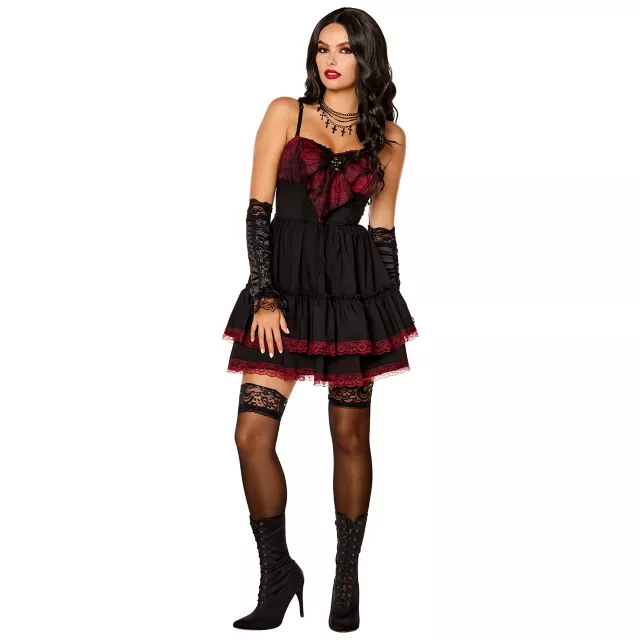 Adult Black and Red Vampire Spider Mini Dress