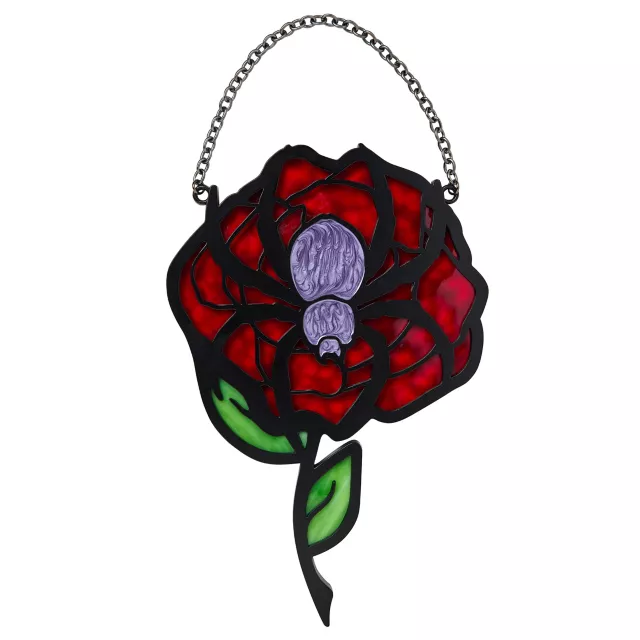 Stained Glass Spider Rose Sun Catcher