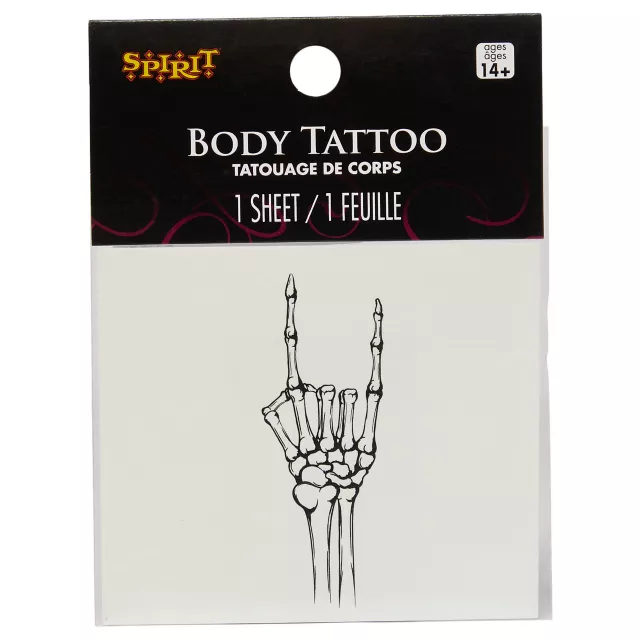 Skeleton Rock On Temporary Tattoo
