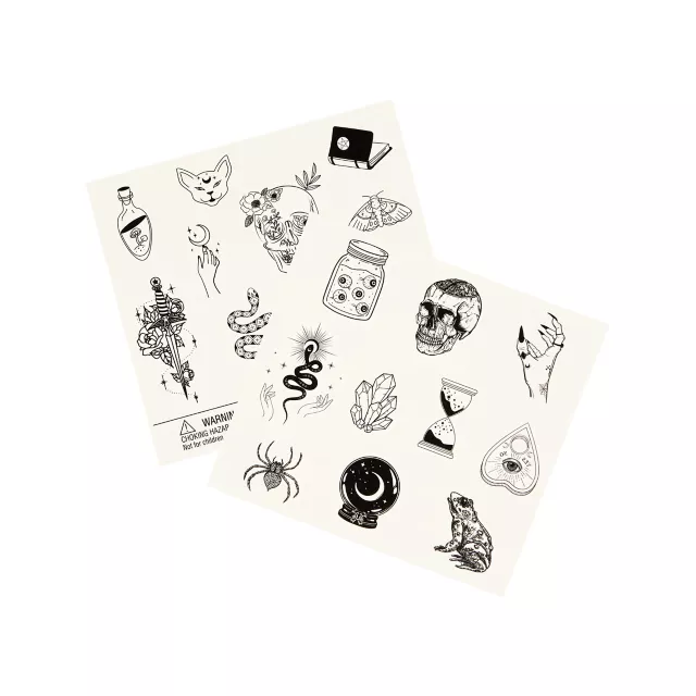 Black Gothic Witch Temporary Tattoos - 20 Pack