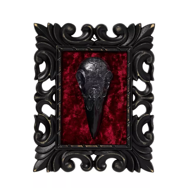 Gothic Noir Velvet Raven Skull Sign