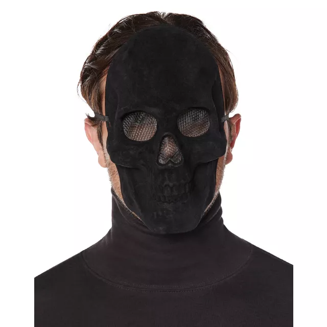 Black Velvet Skull Half Mask