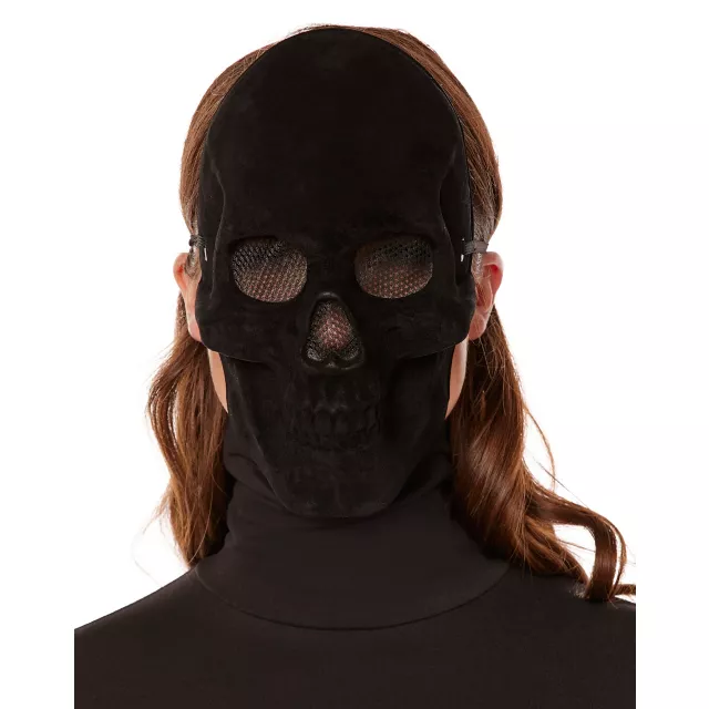 Black Velvet Skull Half Mask