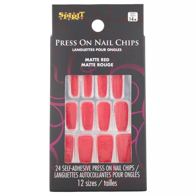 Red Matte Coffin Press On Nails
