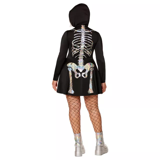 Adult Holographic Skeleton Plus Size Skater Dress