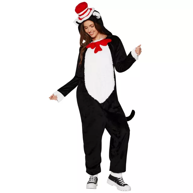 Adult Cat in the Hat Jumpsuit Plus Size Costume