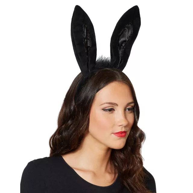Black Sequinned Trimmed Bunny Ears