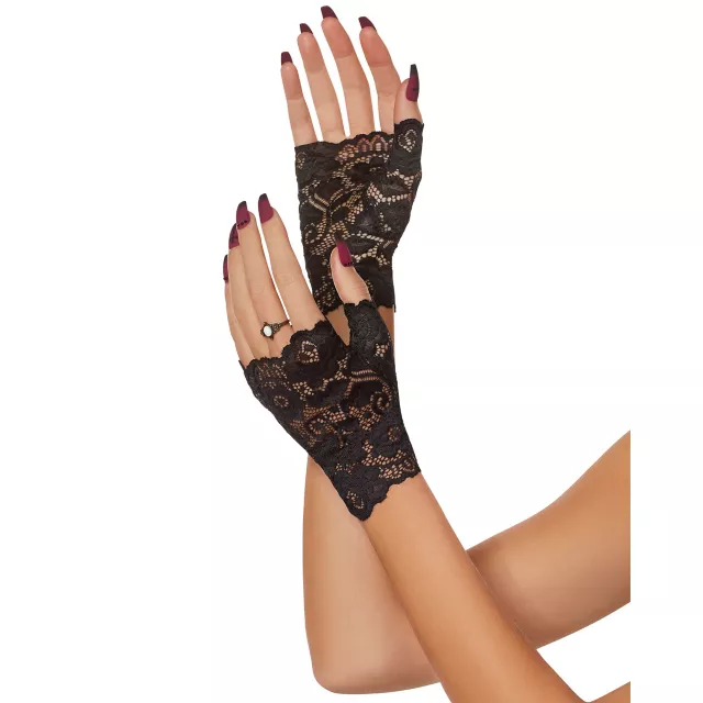 Short Black Lace Gloves