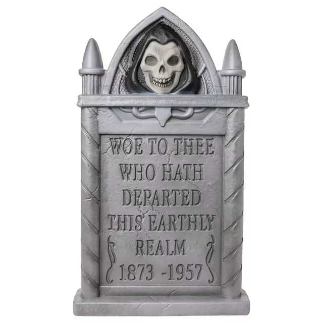 24 Inch Woe To Thee Grim Reaper Animated Tombstone