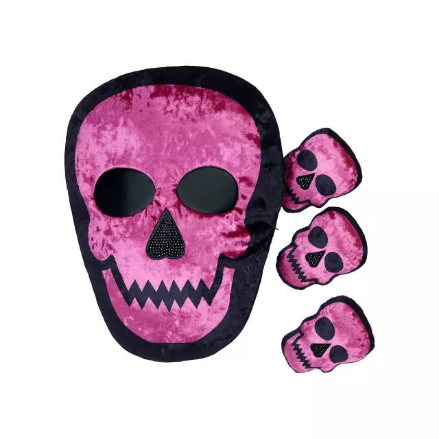 Pink Skull Zip-Up Pillows Set - 4 Pack