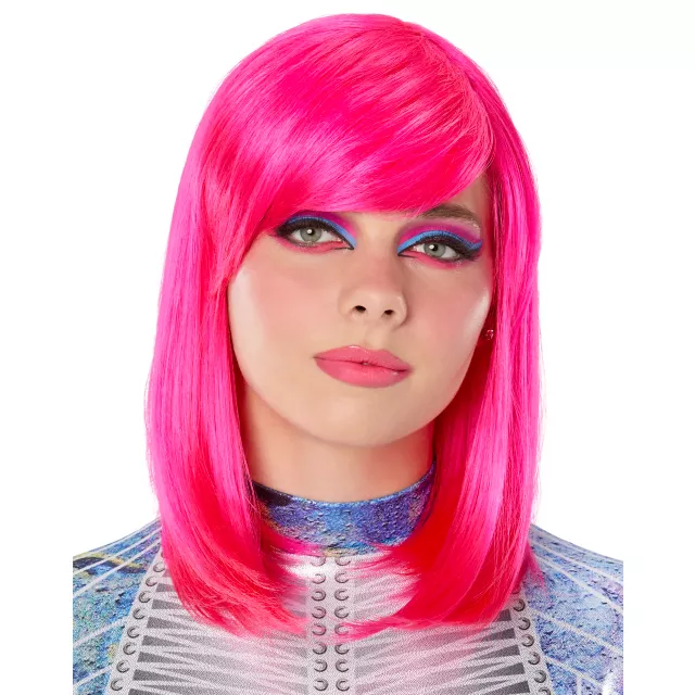 Pink Side Swept Pageboy Wig