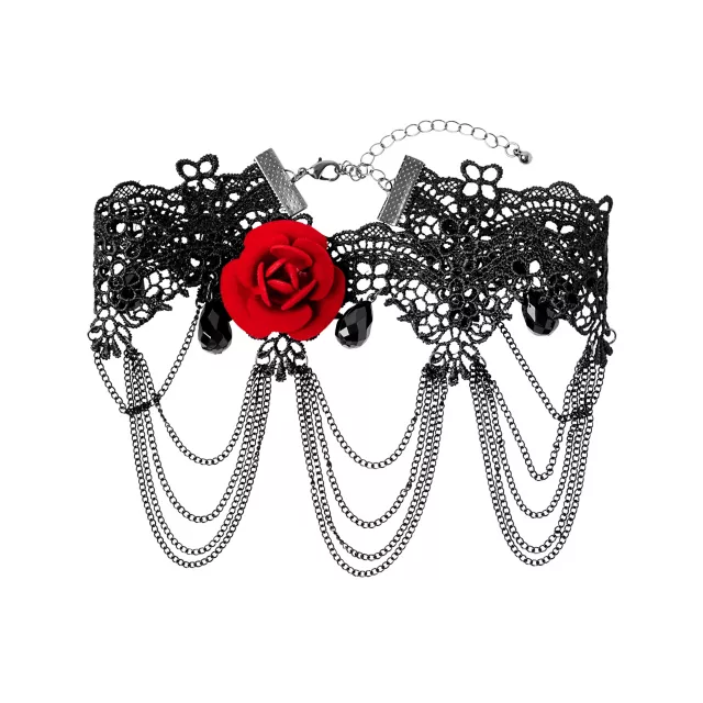 Day of the Dead Rose Lace Choker Necklace
