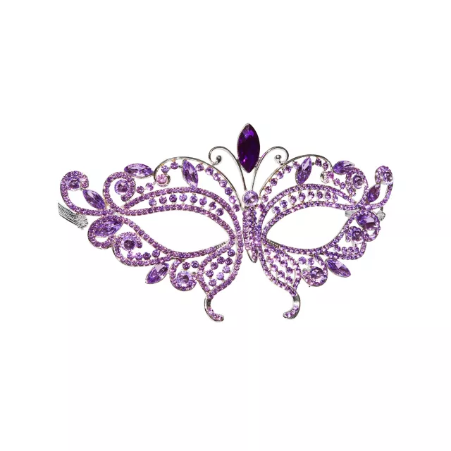 Purple Butterfly Crystal Eye Half Mask