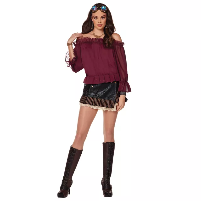 Adult Burgundy Ruffle Top