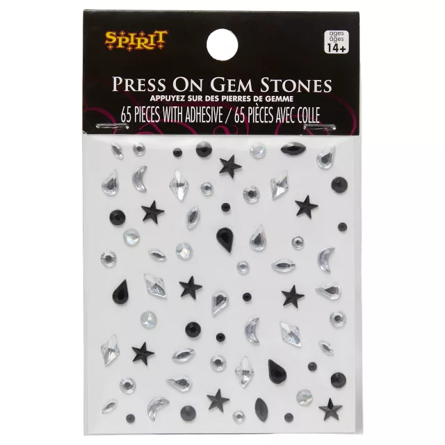 Black and Silver Press On Gem Stones