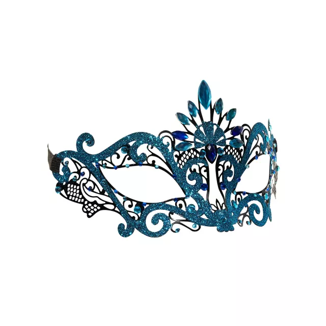 Turquoise Butterfly Crystal Eye Half Mask