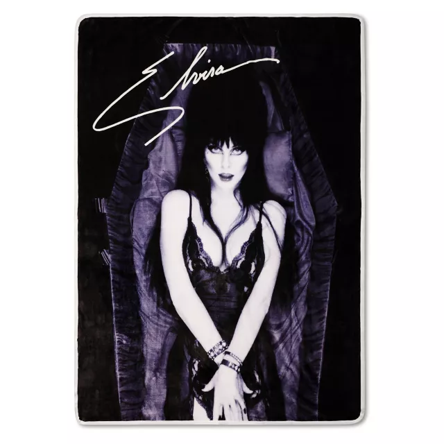 Elvira Purple Coffin Fleece Blanket