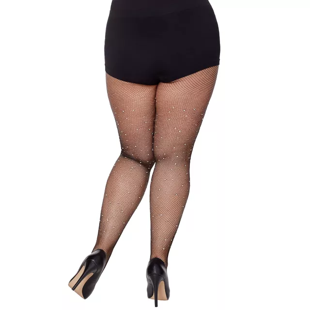 Fallen Angel Rhinestone Fishnet Stockings