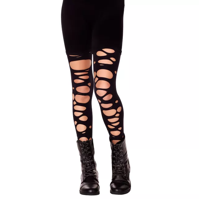 Kids Tattered Black Tights