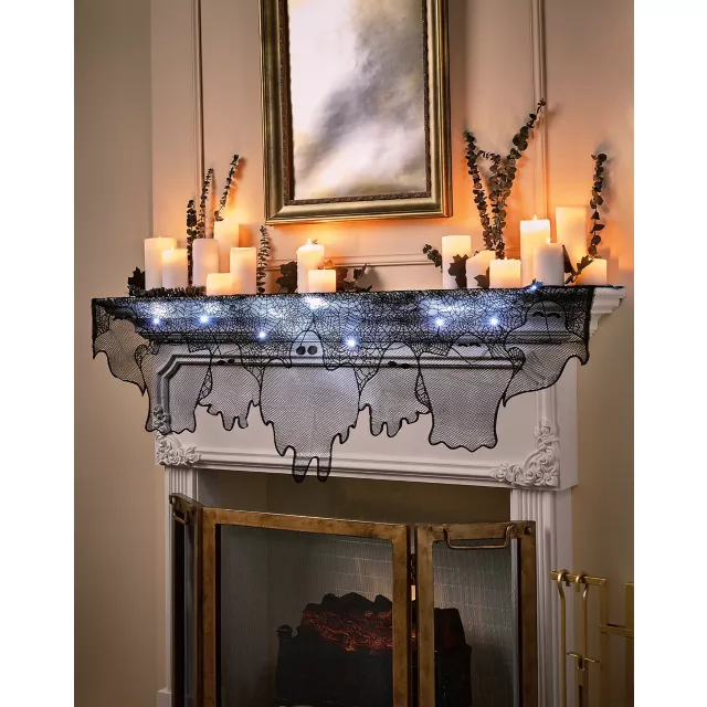 Light-Up Lace Ghost Mantel Scarf