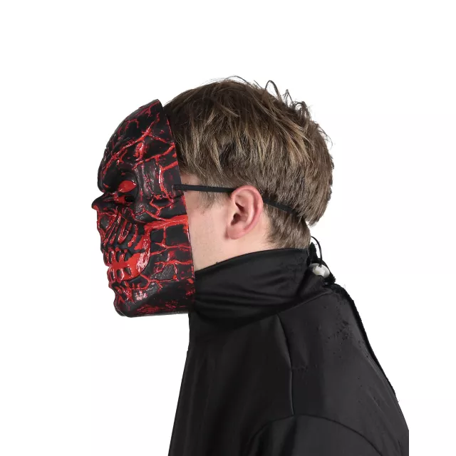 Light-Up LED Horror Scorched Skull Half Mask