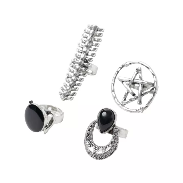 Pentagram Witch Rings Set