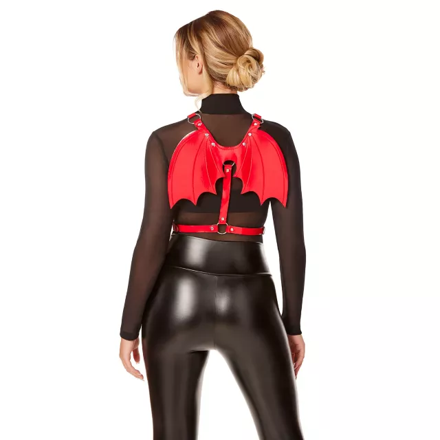 Red Faux Leather Devil Wings