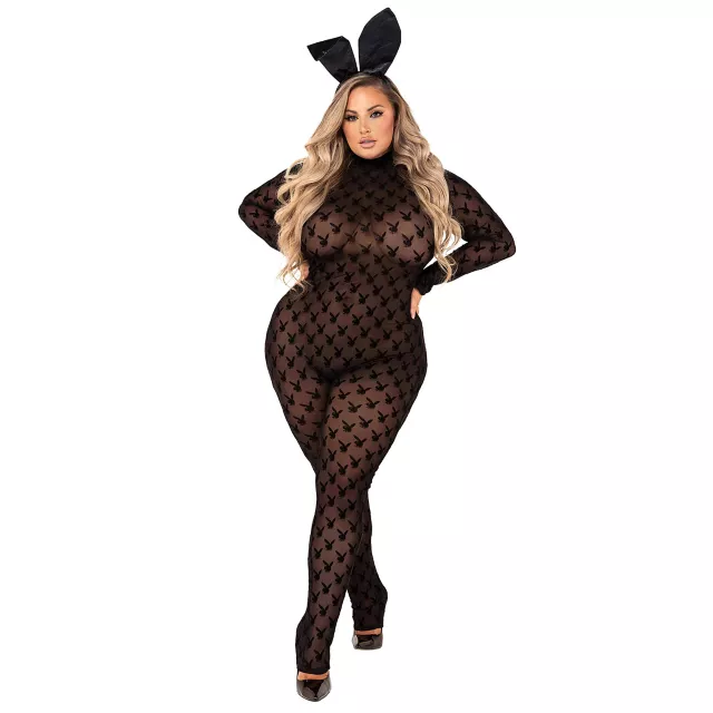 Adult Sheer Bunny Plus Size Bodysuit - Playboy