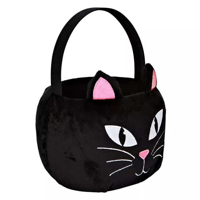 Plush Black Cat Treat Bucket