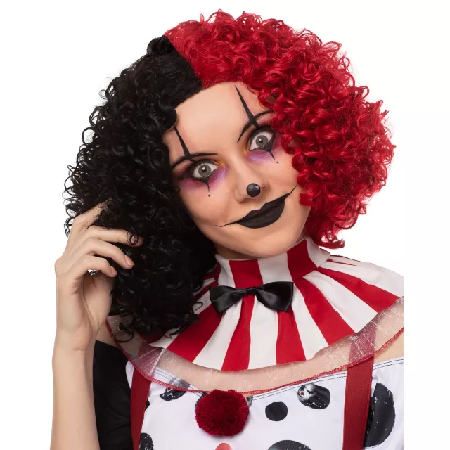 Red and Black Curly Wig