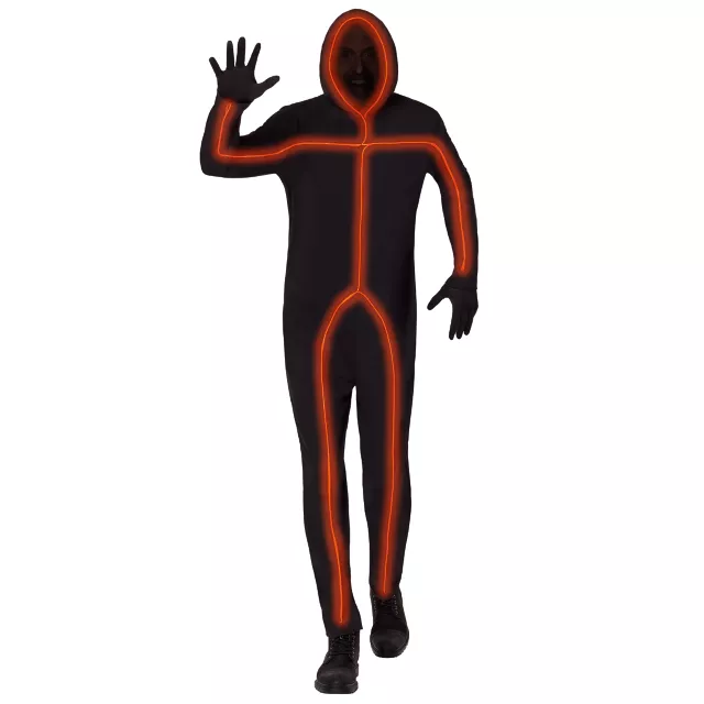 Adult Light-Up EL Wire Orange Stick Figure Costume