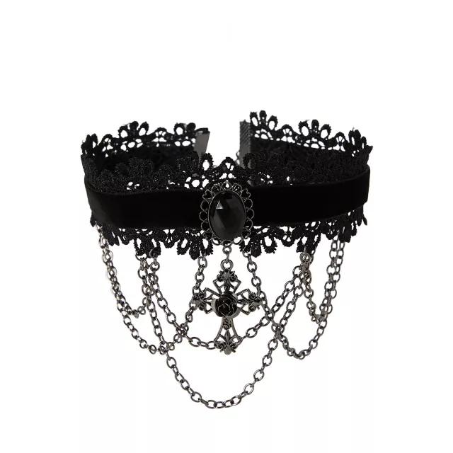 Vampire Cross Lace Choker Necklace