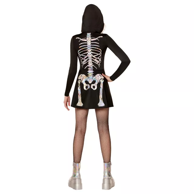 Adult Holographic Skeleton Hooded Dress
