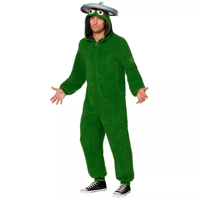 Adult Oscar the Grouch Jumpsuit Costume - Sesame Street