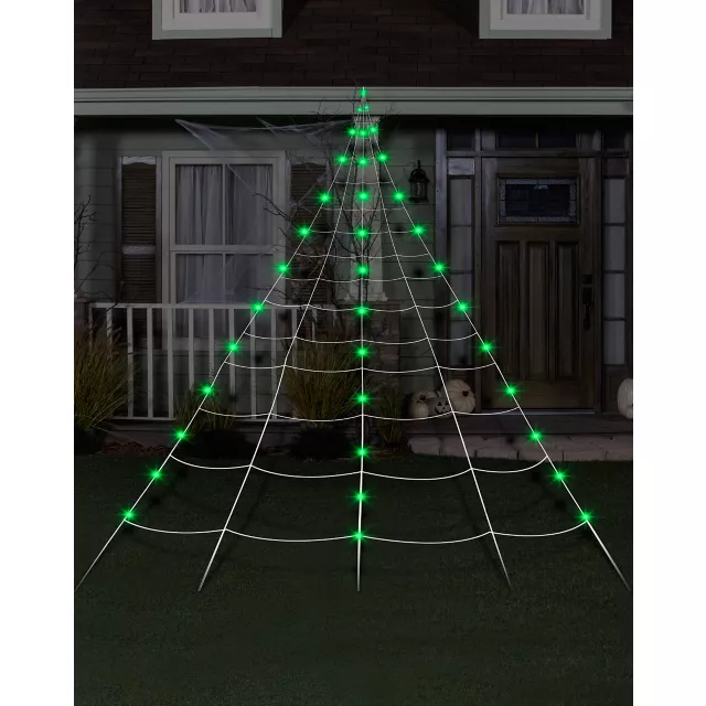 10 ft. Light-Up Green Spider Web