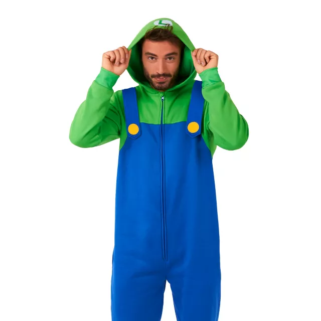 Adult Luigi Hooded Jumpsuit - Super Mario Bros.