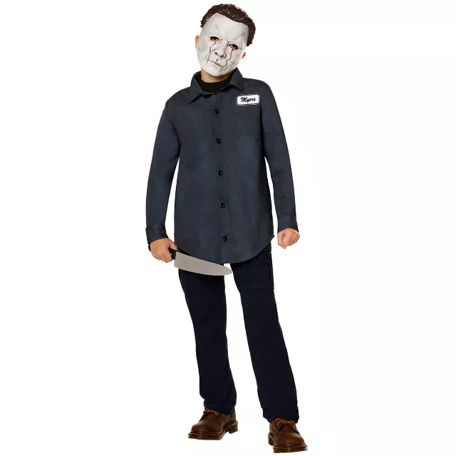 Kids Michael Myers Work Shirt and Mask Costume Kit - Halloween